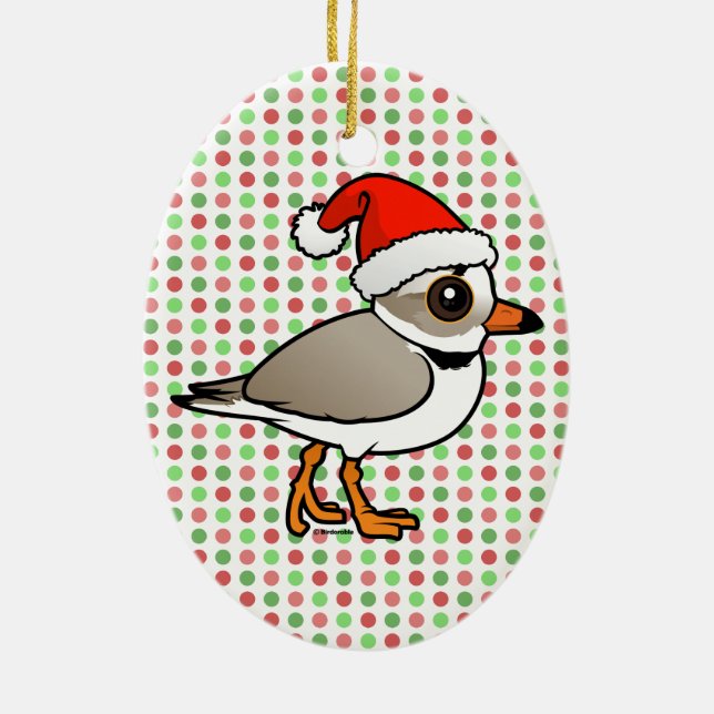 Piping Plover Santa Ceramic Tree Decoration (Back)