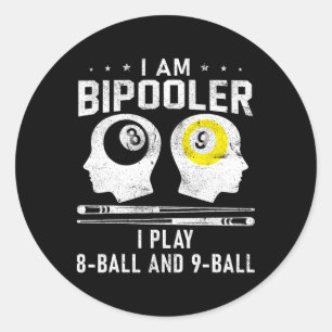 Pipooler Pool Player Pool Cool Billiards 8 And 9 L Classic Round Sticker