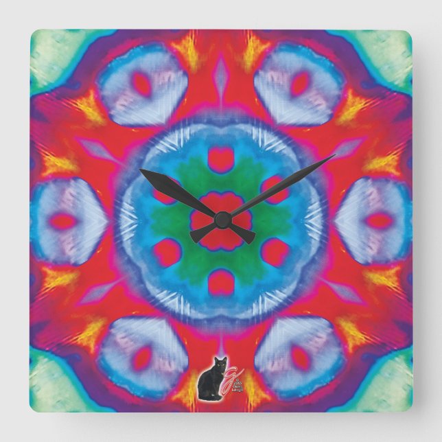 Pippin Kaleidoscope Square Wall Clock (Front)