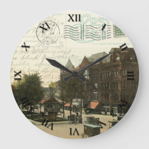 Piqua Ohio Post Card Clock - Market Square 1912