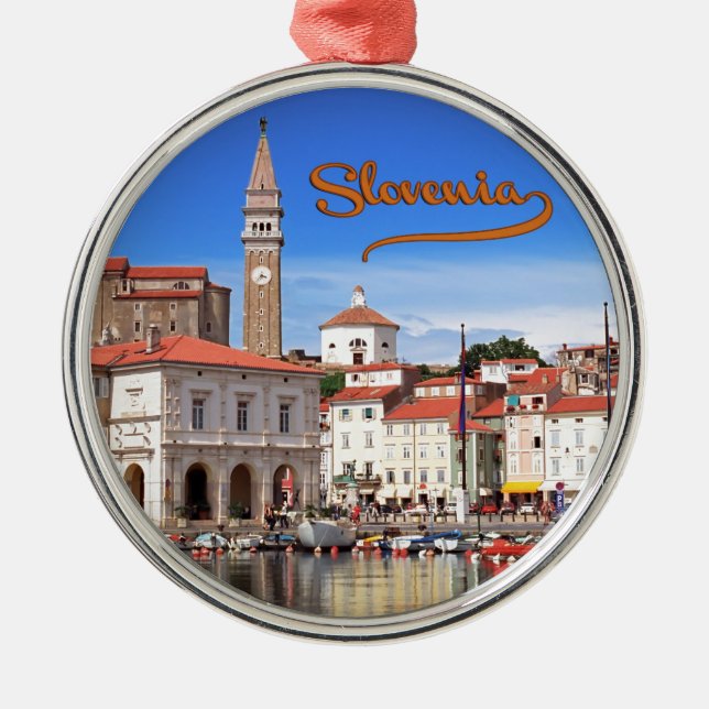 Piran,Slovenia Metal Tree Decoration (Front)