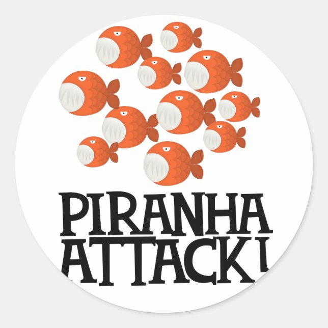 piranha attack! classic round sticker (Front)