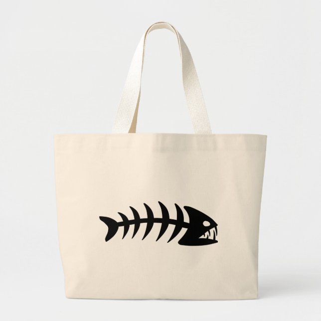 Piranha Fish Bone Large Tote Bag (Front)