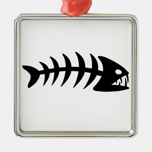 Piranha Fish Bone Metal Tree Decoration (Front)