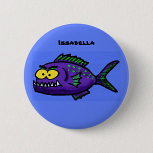 Piranha fish cartoon 6 cm round badge