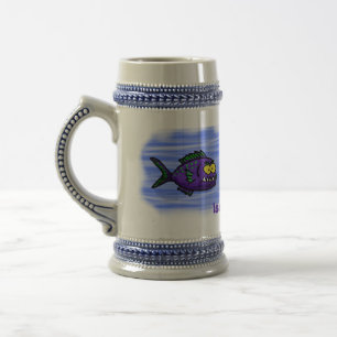 Piranha fish cartoon beer stein