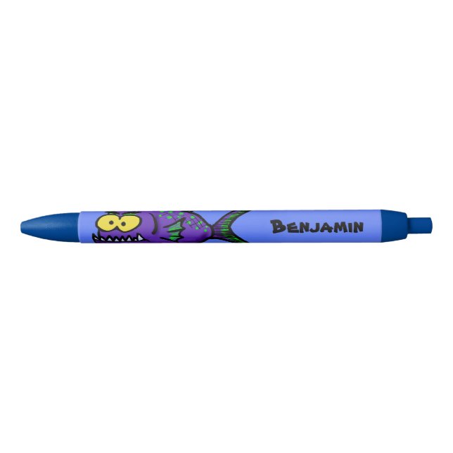 Piranha fish cartoon black ink pen (Front)