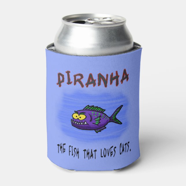 Piranha fish cartoon can cooler (Can Front)