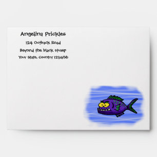Piranha fish cartoon envelope