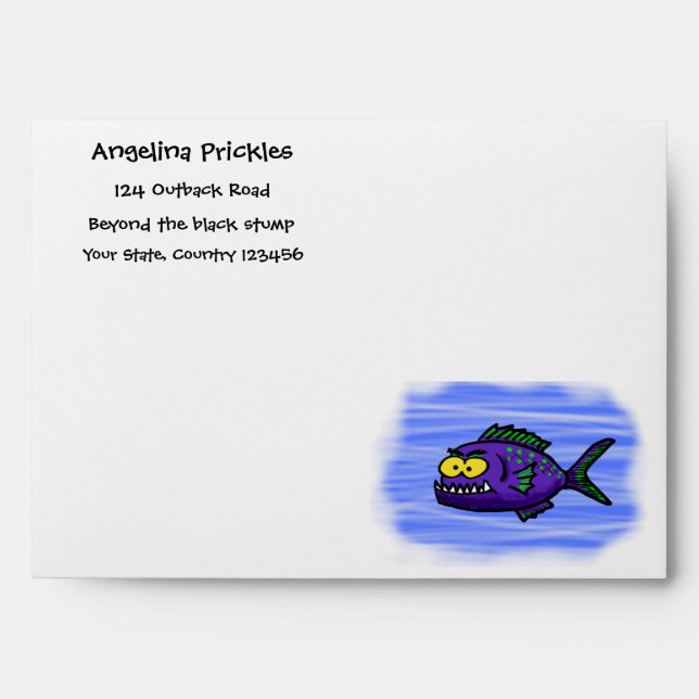 Piranha fish cartoon envelope (Front)