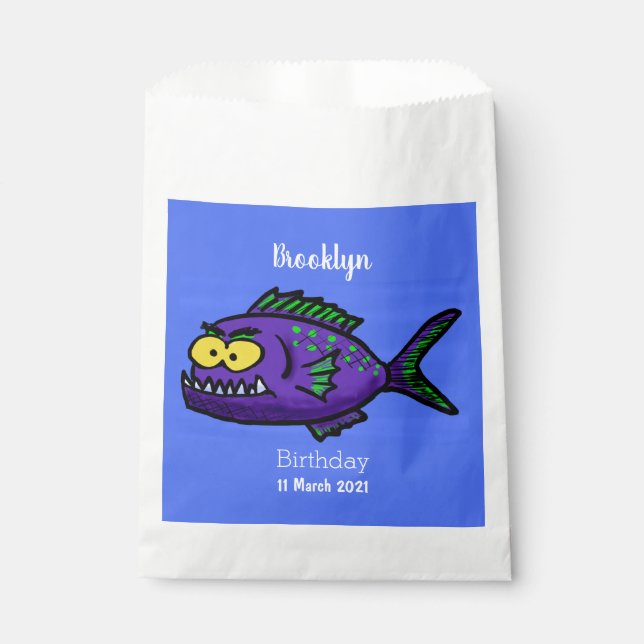 Piranha fish cartoon favour bags (Front)