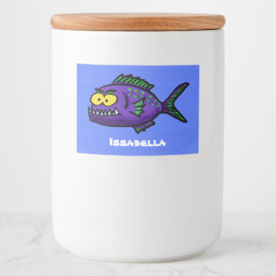 Piranha fish cartoon food label