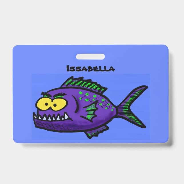 Piranha fish cartoon ID badge (Front)