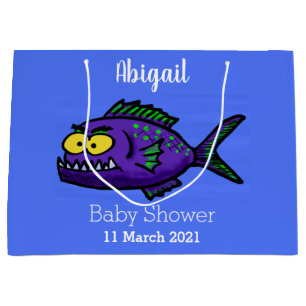 Piranha fish cartoon large gift bag