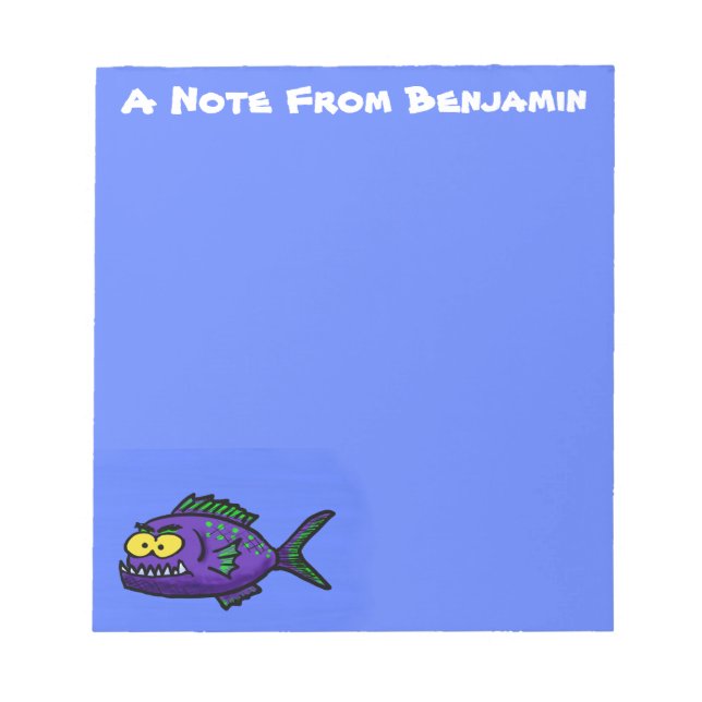 Piranha fish cartoon notepad (Front)