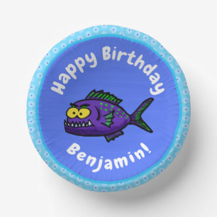 Piranha fish cartoon paper plate