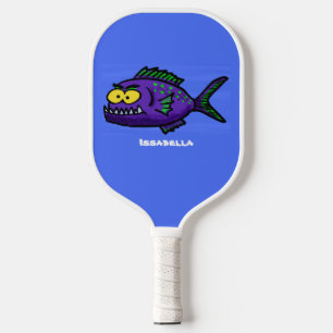 Piranha fish cartoon pickleball paddle