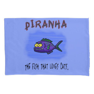 Piranha fish cartoon pillowcase