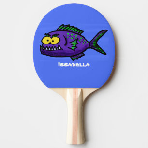 Piranha fish cartoon ping pong paddle