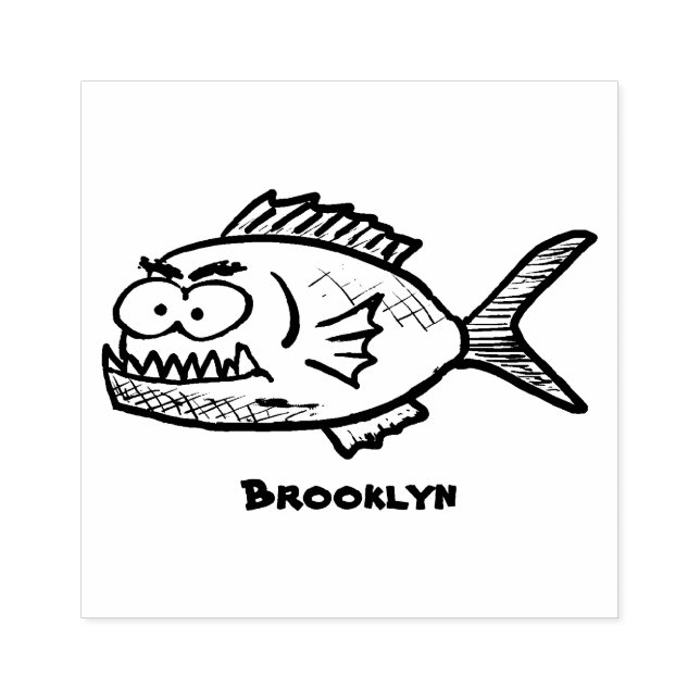Piranha fish cartoon rubber stamp (Imprint)