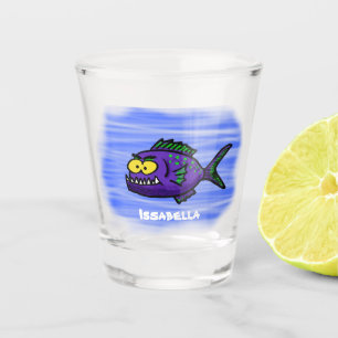 Piranha fish cartoon  shot glass