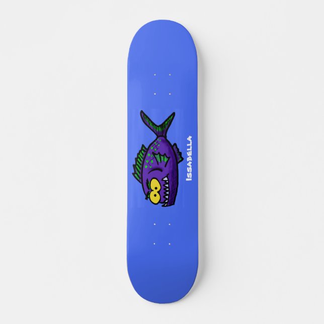 Piranha fish cartoon skateboard (Front)
