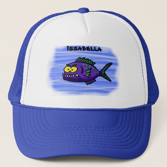 Piranha fish cartoon trucker hat (Front)