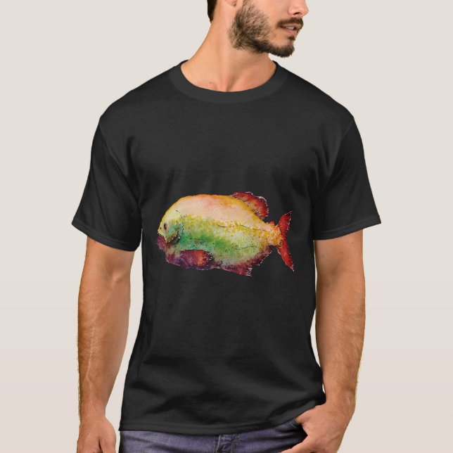 Piranha Fish Illustration T-Shirt (Front)