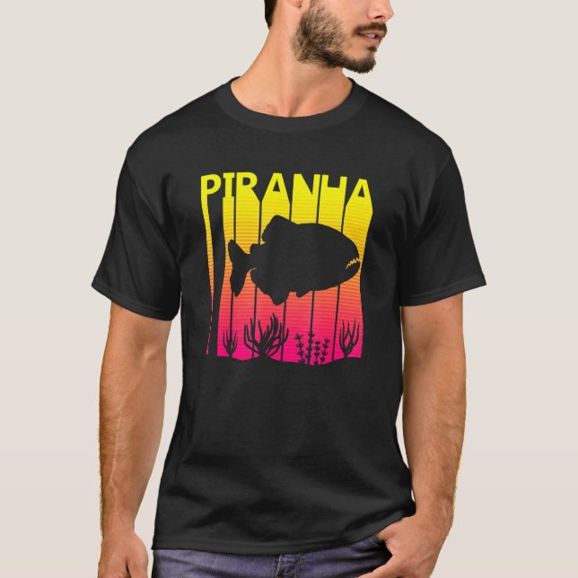 Piranha Fish Retro T-Shirt (Front)