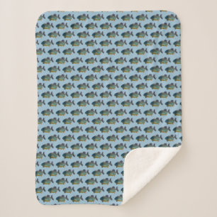 Piranha Frenzy Sherpa Blanket (Blue)