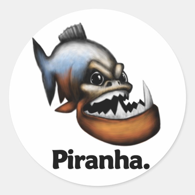 Piranha Piranha. Classic Round Sticker (Front)