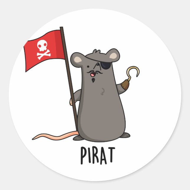 Pirat Funny Pirate Rat Pun  Classic Round Sticker (Front)