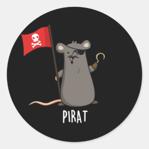 Pirat Funny Pirate Rat Pun Dark BG Classic Round Sticker