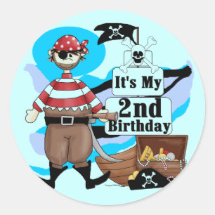 Pirate 2nd Birthday T-shirts and Gifts Classic Round Sticker