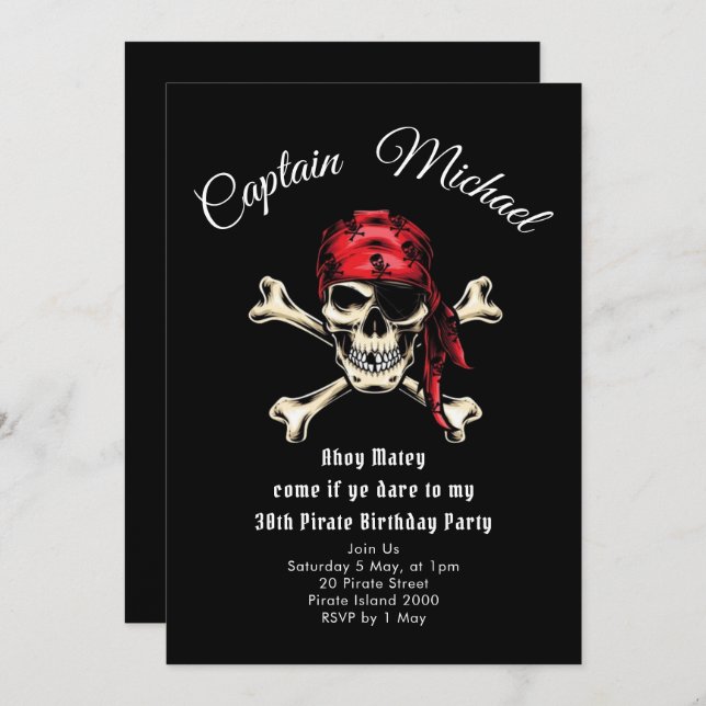Pirate 30th Birthday Party  Invitation (Front/Back)