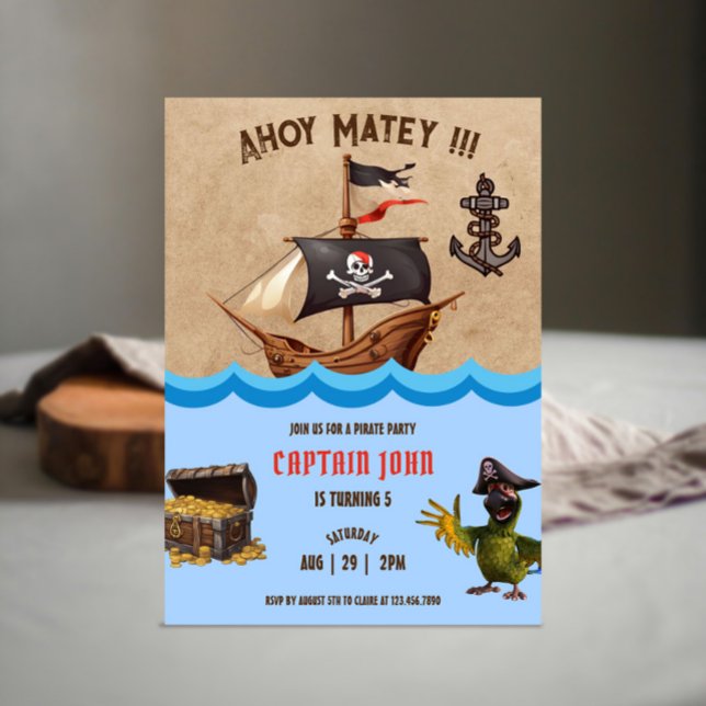 Pirate 5th Birthday Party Invitations (Creator Uploaded)