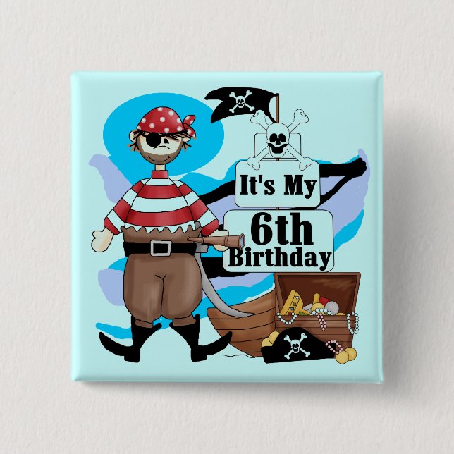 Pirate 6th Birthday t-shirts and Gifts 15 Cm Square Badge (Front)