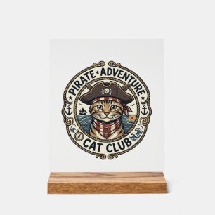 Pirate Adventure Cat POD Vector Art - Pirate Adven Acrylic Sign