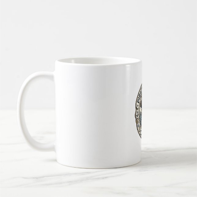 Pirate Adventure Cat POD Vector Art - Pirate Adven Coffee Mug (Left)