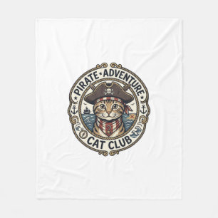 Pirate Adventure Cat POD Vector Art - Pirate Adven Fleece Blanket