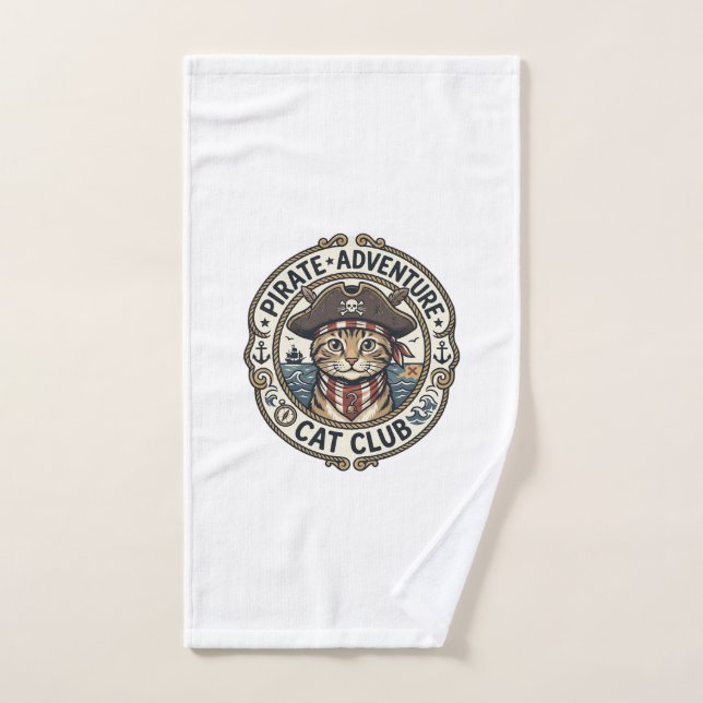 Pirate Adventure Cat POD Vector Art - Pirate Adven Hand Towel (Hand Towel)