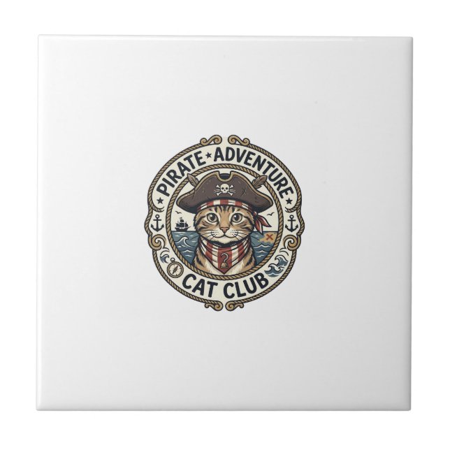 Pirate Adventure Cat POD Vector Art - Pirate Adven Tile (Front)