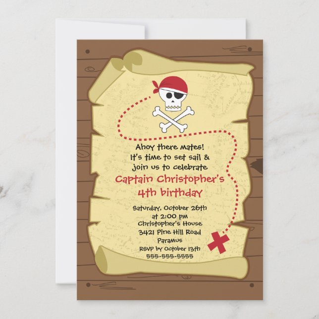 Pirate Ahoy Mates Boy Birthday Party Invitation (Front)