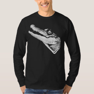 Pirate Alligator With Eye Patch Skull T-Shirt
