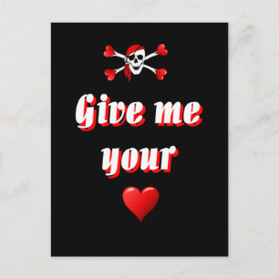 Pirate and hearts postcard