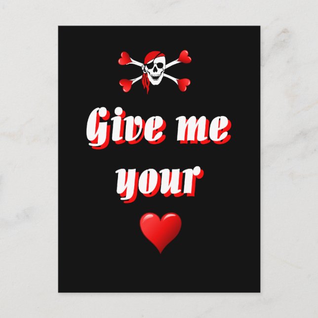 Pirate and hearts postcard (Front)