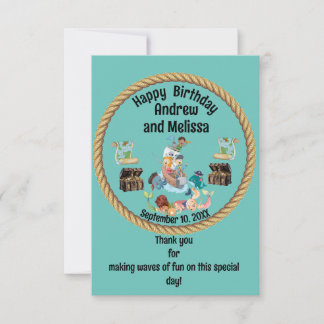 Pirate and Mermaid Birthday for Children Thank You Card