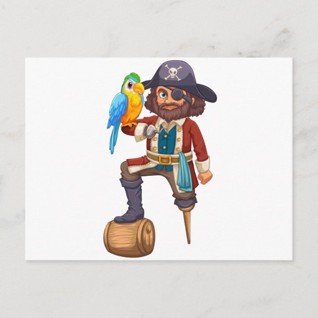 Pirate and parrot postcard (Front)