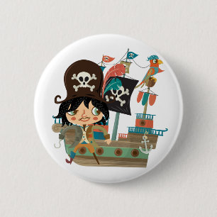 Pirate and Pirate Ship 6 Cm Round Badge