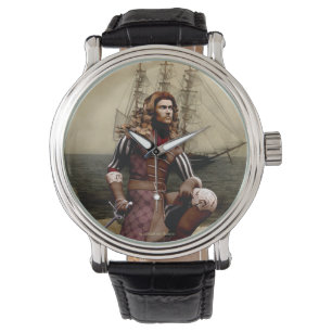 Pirate and Pirate Ship Art Wrist Watch